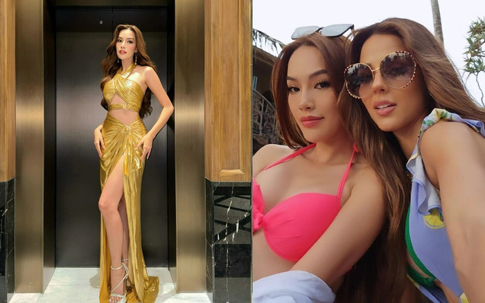 Lê Hoàng Phương diện swimsuit 'bé tí tẹo', thả dáng 'khét lẹt' bên bờ biển với Tân Hoa hậu Hòa bình Ảnh 2