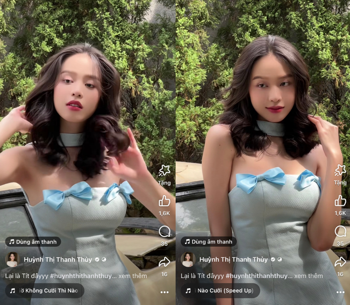 Mái tóc được làm xoăn sóng của Thanh Thuỷ khiến nhiều khán giả nhớ về hình ảnh khi cô đăng quang trong đêm chung kết Hoa hậu Việt Nam