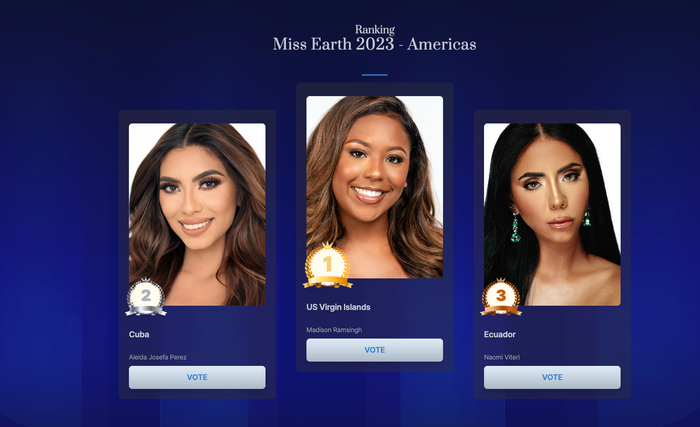 Đại diện Us Virgin Islands dẫn đầu bình chọn khu vực châu Mỹ.