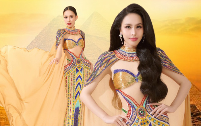 Ngọc Hằng 'chốt sổ' váy dạ hội nặng 20 kg ở chung kết MIC 2023, lồng lộn vậy đội vương miện mới hợp! Ảnh 2