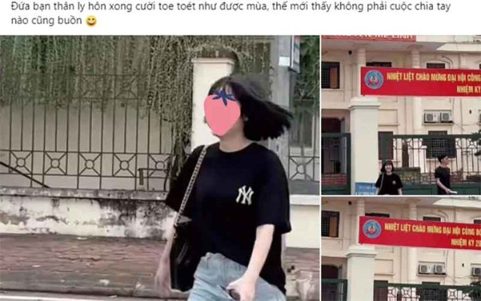 Hình ảnh cô gái cười tươi rói sau khi ly hôn thành công thu hút sự chú ý từ cư dân mạng.