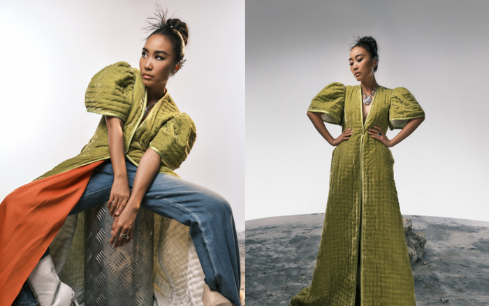 Ca sĩ Đoan Trang 'bắn ảnh' đầy cá tình với thiết kế chần bông tơ lụa của NTK Đức Hùng Ảnh 2