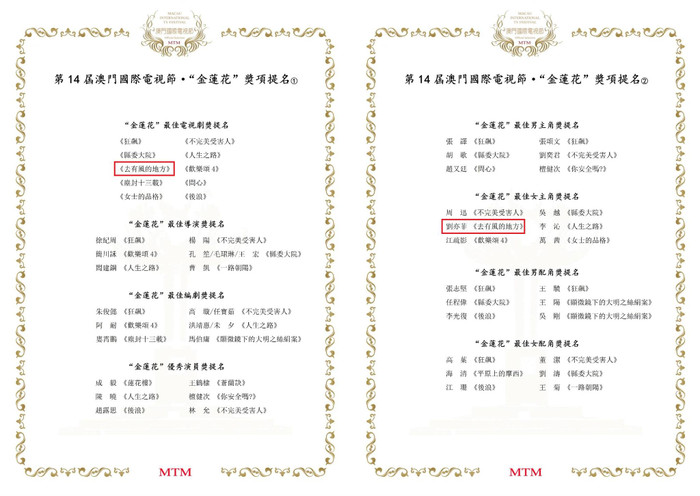 Đi Đến Nơi Có Gió lọt danh sách đề cử liên hoan truyền hình quốc tế Macao lần thứ 14