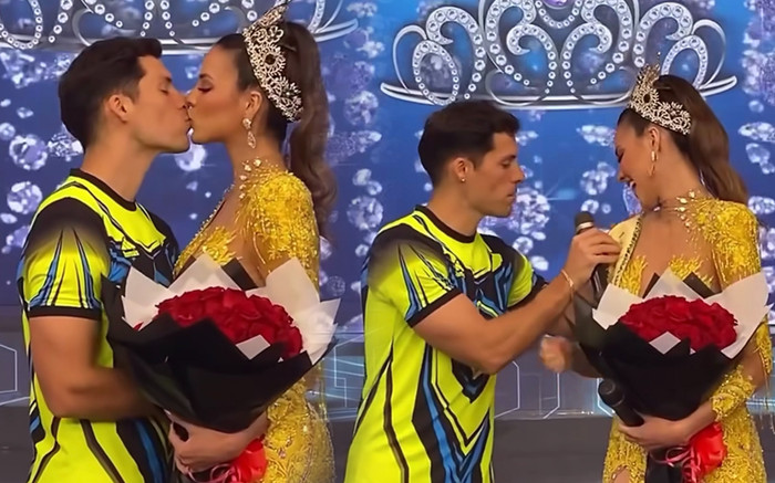 Miss Grand International 2023 hội ngộ bạn trai sau thi quốc tế, thoải mái trao nhau nụ hôn tại sân khấu Ảnh 2