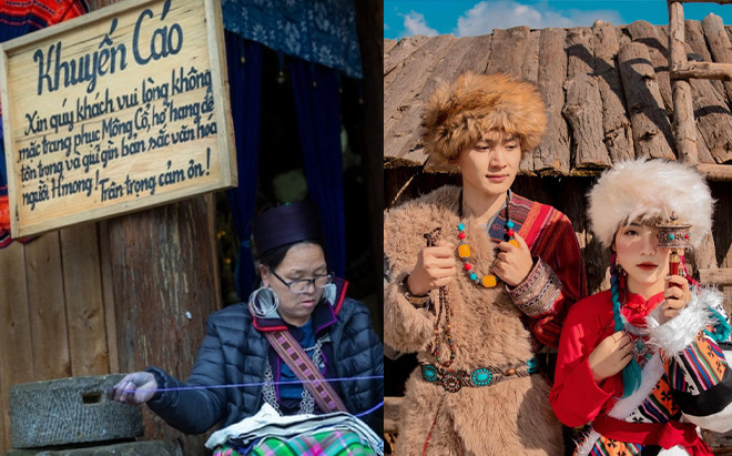 Sa Pa treo bảng khuyến cáo không mặc trang phục Mông Cổ chụp ảnh, netizen phản ứng ra sao? Ảnh 2