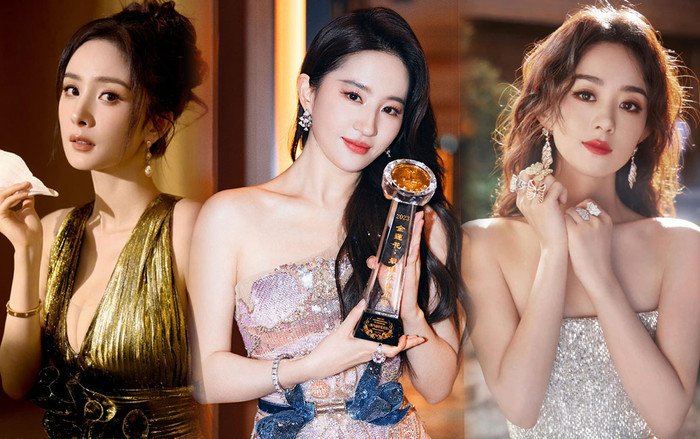 Lưu Diệc Phi tay trái cầm cúp Ảnh hậu, tay phải cầm cup Thị hậu đè bẹp cả Dương Mịch – Triệu Lệ Dĩnh Ảnh 2