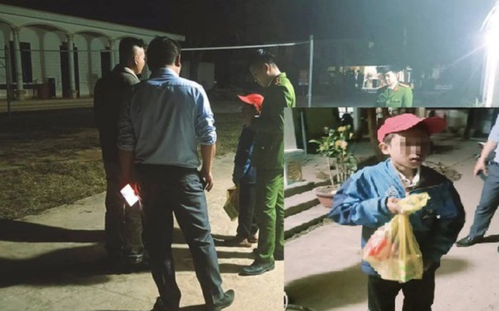 Cháu bé được người dân và công an phát hiện, giúp đỡ. (Ảnh: VTV).