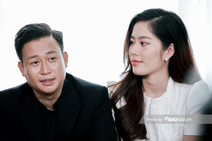 Nam Em và chồng sắp cưới B.H.C tại buổi phỏng vấn độc quyền của SAOstar. 