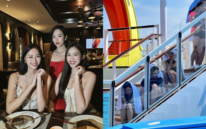 'Xuất ngoại' đầy sang chảnh, Đỗ Thị Hà và chị em phải ngồi xổm, trùm khăn ở hậu trường Ảnh 2