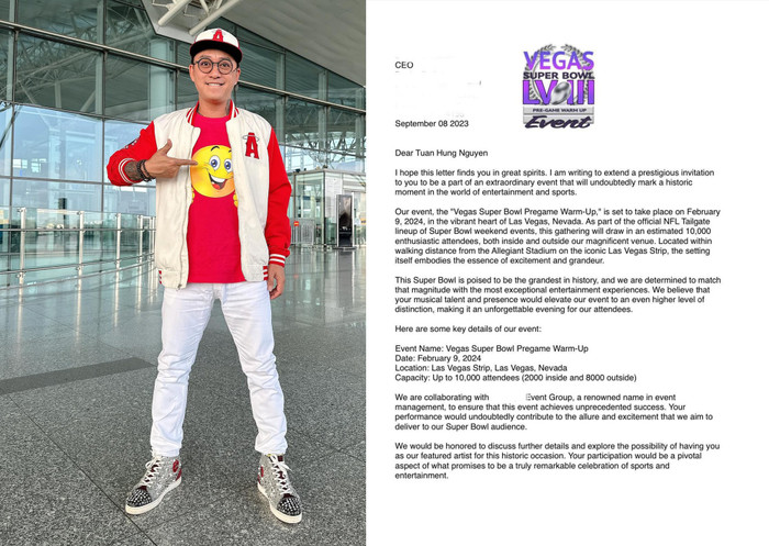 Nam ca sĩ từng hào hứng khoe thư mời biểu diễn tại một trong những sự kiện giải trí lớn nhất nước Mỹ.