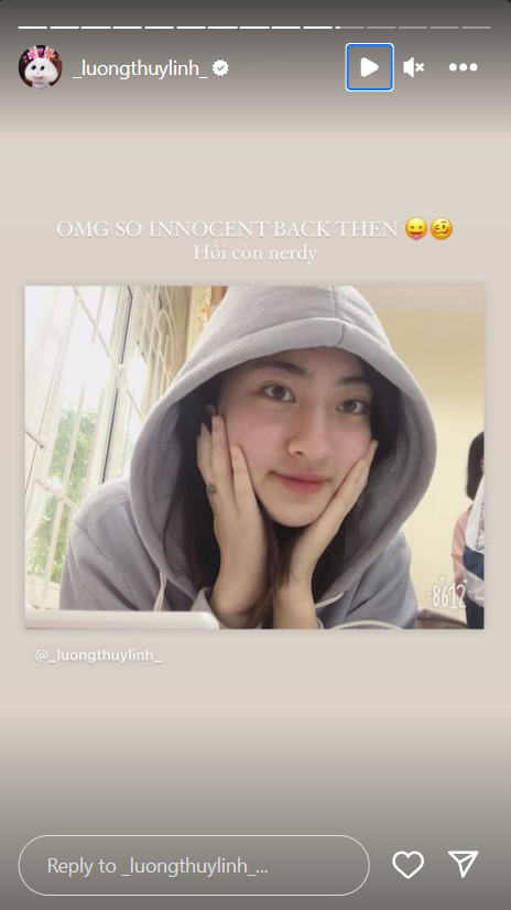 Lương Thùy Linh sở hữu gương mặt tròn bầu bĩnh cùng hai má bánh bao phúng phính thuở 'áo trắng'.