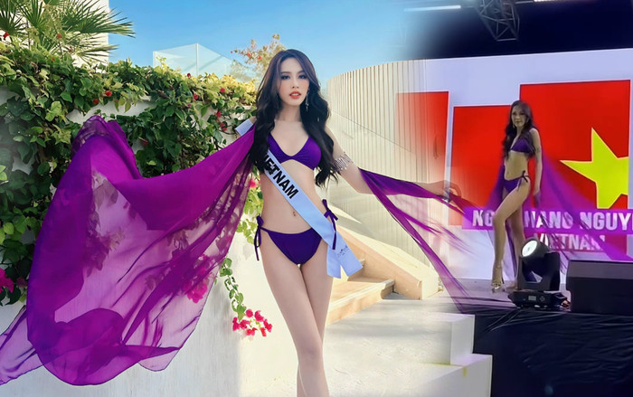 Á hậu Ngọc Hằng bung tà 'out trình' tại phần thi áo tắm, niềm tin vương miện càng vững vàng Ảnh 2