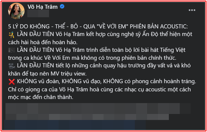  Sau thành công của 'Về với em', Võ Hạ Trâm tiết lộ sẽ không tiếp tục hát tiếng Ấn Độ Ảnh 4