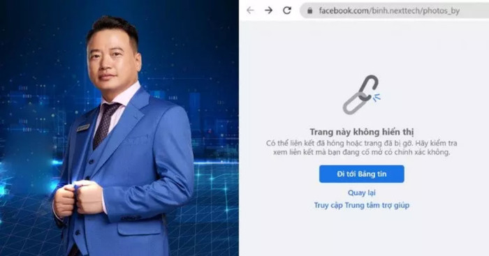 Trang cá nhân của Shark Bình bất ngờ 'bay màu', không hiển thị khi tìm kiếm trên Facebook.