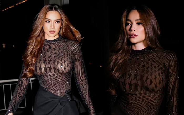 Đỏ mặt với bộ cánh mỏng tang như 'lá lúa', lộ cả cặp tuyết lê ngồn ngộn của Hồ Ngọc Hà Ảnh 2