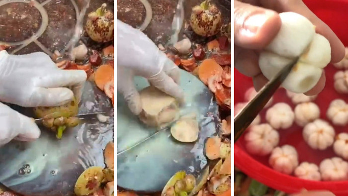 Gỏi gà măng cụt chưa hạ nhiệt, nhiều cơ sở thuê người gọt măng cụt xanh với tiền công hơn nửa triệu/ngày Ảnh 2