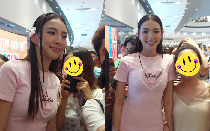 Thuỳ Tiên diện đầm ngủ, mang 'dép bánh mì' dự sự kiện, bất ngờ với nhan sắc chụp bởi 'team qua đường' Ảnh 2