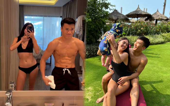 Đỉnh như gia đình Bùi Tiến Dũng: Chồng sở hữu body 6 múi, Vợ Tây 'hút mắt' với sắc vóc đẹp không tì vết Ảnh 2