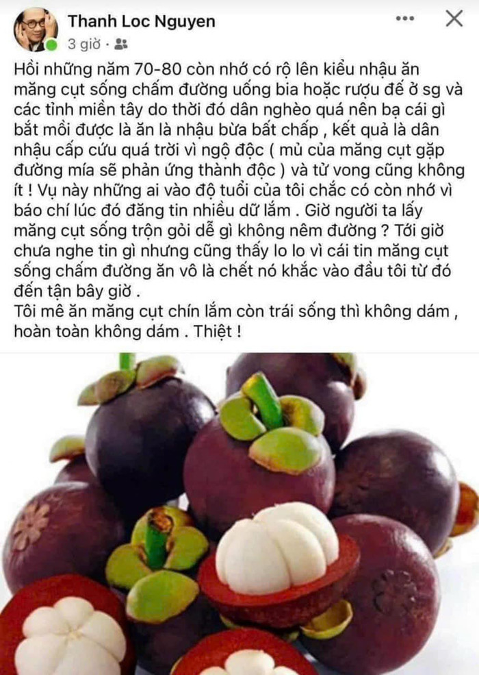 NSƯT Thành Lộc chia sẻ về món măng cụt trộn đường.