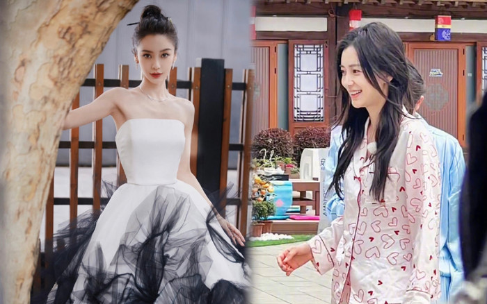 Nhan sắc gây ngỡ ngàng của Angelababy khi để mặc mộc, diện đồ ngủ xuất hiện trên sóng truyền hình Ảnh 2