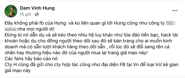  Bị giả mạo tài khoản riêng tư, ca sĩ Đàm Vĩnh Hưng đăng đàn tuyên bố đanh thép Ảnh 3