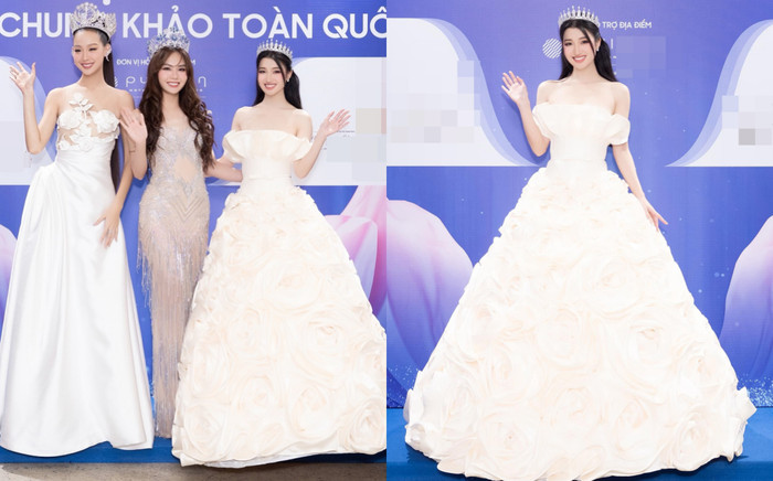 Á hậu Phương Nhi tiếp tục gây tranh cãi khi tham dự họp báo cùng top 3 Miss World Vietnam 2022 Ảnh 2
