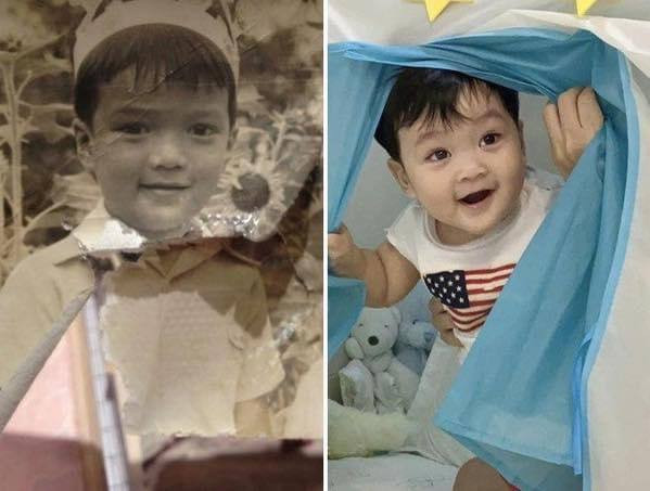 Đàm Vĩnh Hưng (trái) và con trai là Polo Huỳnh (phải). Sao y bản chính là có thật mà