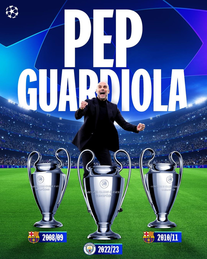 Pep Guardiola có lần thứ vô địch Champions League trong sự nghiệp cầm quân.