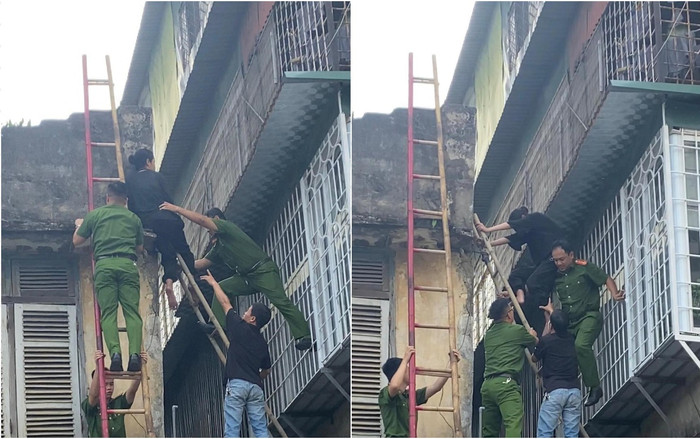 Cô gái trẻ có biểu hiện bất thường, ngồi ở lan can nhà cao tầng sự thật phía sau Ảnh 2