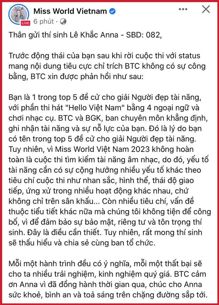 Một thí sinh tố Miss World Vietnam không công bằng, có nhiều góc khuất: BTC nói gì? Ảnh 2