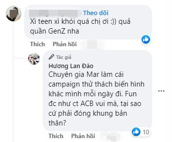 Bà Đào Lan Hương không ngại ngần bày tỏ sự ngưỡng mộ với tinh thần trẻ trung, không cần phải đóng khung bản thân như vị Chủ tịch ACB