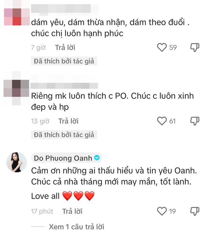 Phương Oanh gửi lời cảm ơn đến người hâm mộ vì đã thấu hiểu và tin tưởng mình 