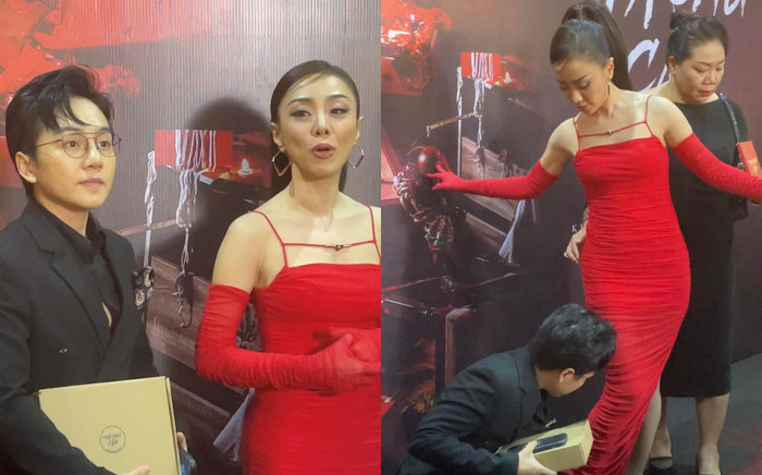 'Cậu ba' Kenji 5 lần 7 lượt chỉnh váy cho Miko Lan Trinh ở ngay sự kiện phim, có cả 'mẹ vợ' bên cạnh Ảnh 2