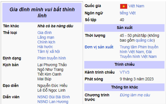 Khán giả phát hiện Gia Đình Mình Vui Bất Thình Lình thay đổi số tập lên 40 ở phần giới thiệu thông tin dự án.