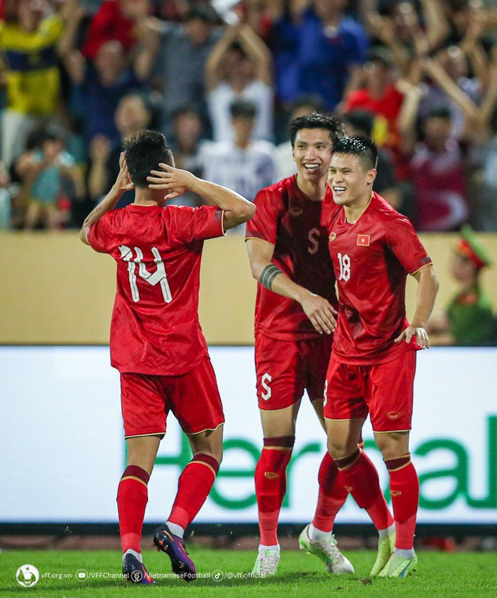 Tuyển Việt Nam đã xuất sắc đánh bại Syria 1-0 trên sân Thiên Trường. Ảnh: VFF