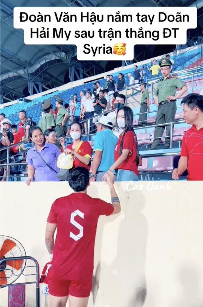 Hình ảnh Đoàn Văn Hậu tiến lại khán giả, có hành động mật ngọt dành cho bạn gái đã thu hút sự quan tâm của cư dân mạng. (Ảnh: Cao Oanh).