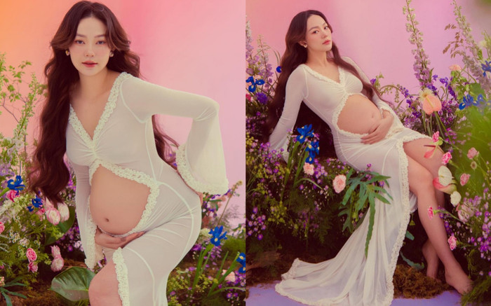 Minh Hằng diện đồ xuyên thấu khoe bụng, visual mẹ bầu xinh hết nấc! Ảnh 2