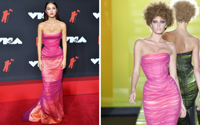 Olivia Rodrigo mặc váy Versace năm 2001 đến lễ trao giải MTV Video Music Awards năm 2021.