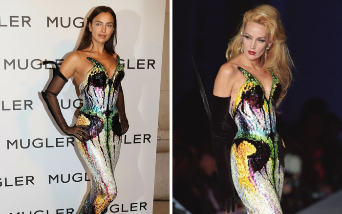 Irina Shayk mặc váy Thierry Mugler năm 1997 đến tuần lễ thời trang năm 2021.