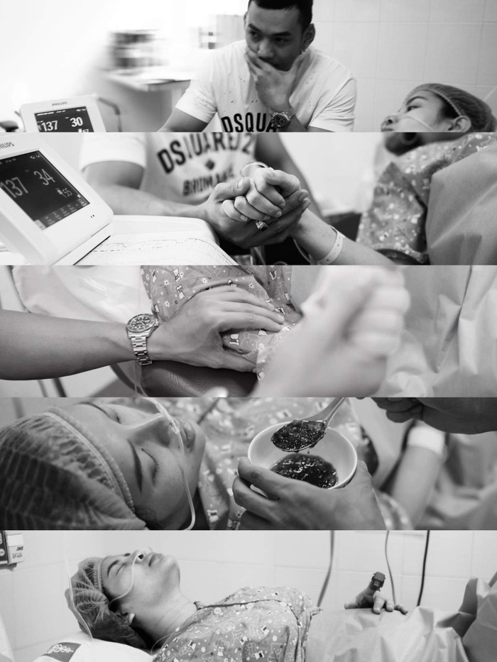 Những hình ảnh trong phòng sinh của Phương Trinh Jolie được ông xã chụp lại (Ảnh: NVCC)