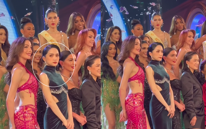 Ngay cả khi người đẹp chụp ảnh cùng toàn thể các thí sinh ở cuối chương trình, cô cũng tỏ rõ thái độ không mấy vui vẻ. 