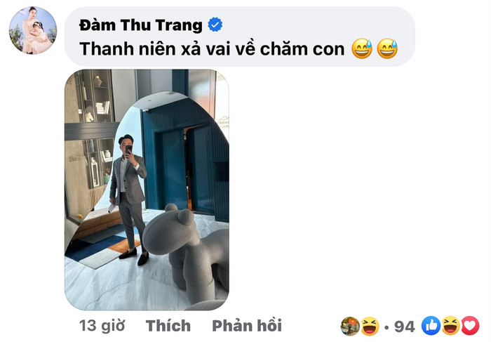 Đàm Thu Trang trêu đùa ông xã, màn tương tác của hai vợ chồng đại gia phố núi đã nhanh chóng thu hút sự quan tâm của công chúng. 
