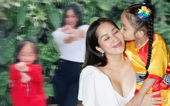 Vắng Phan Hiển, 'mẹ bầu' Khánh Thi không thuộc bài khi nhảy múa cùng con gái Ảnh 2