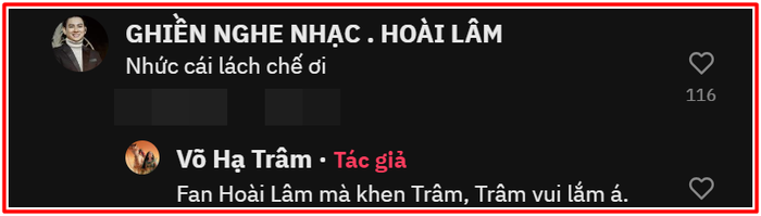  Fan Hoài Lâm trực tiếp để lại lời nhắn đến Võ Hạ Trâm: Nữ ca sĩ trả lời ra sao? Ảnh 3