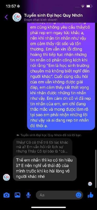 Học sinh nhờ tư vấn nhưng bị nhóm tuyển sinh sử dụng ngôn từ thiếu chuẩn mực: ĐH Quy Nhơn nói gì? Ảnh 2