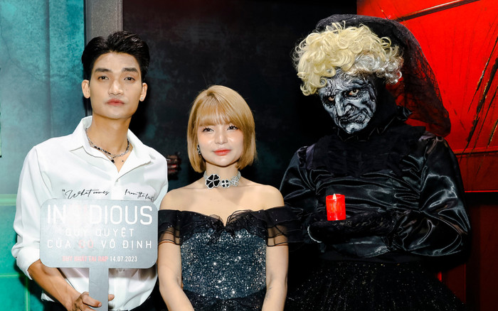 Vợ chồng Mạc Văn Khoa đẹp đôi 'hết nước chấm' tại họp báo ra mắt Insidious 5 Ảnh 2