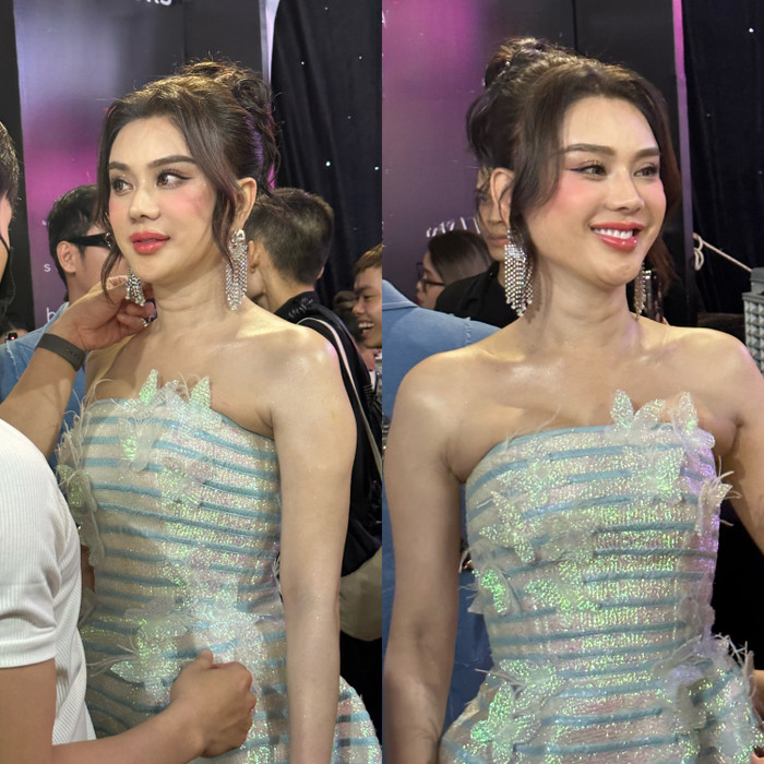 Cô nàng nhận được nhiều lời khen từ phía người hâm mộ khi đang đứng chờ lượt chụp ảnh. Nếu trước đây, Lâm Khánh Chi luôn bị chỉ trích chỉnh ảnh quá đà, thì loạt ảnh tại sự kiện này minh chứng cô nàng hoàn toàn không cần đến 'filter' vẫn toả sáng trước đám đông. 