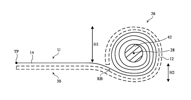 Một bản vẽ mô tả sáng chế màn hình cuộn của Apple