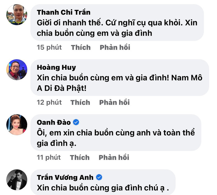 Nhiều nghệ sĩ Việt gửi lời chia buồn tới gia đình NS Trần Lực.
