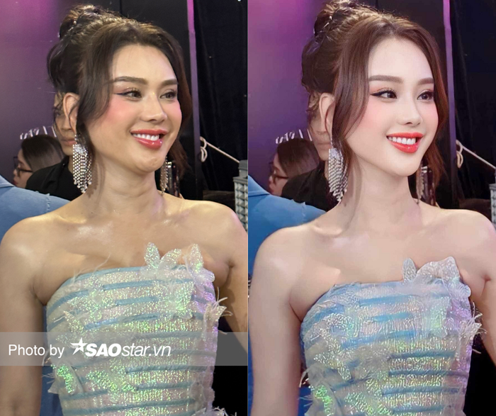 Bên cạnh đó, nhiều người nhận xét nữ ca sĩ lạm dụng photoshop khiến gương mặt thiếu độ tự nhiên, giống như một người hoàn toàn khác. Tuy nhiên, cô dường như quên mất chỉnh phần mỡ dư thừa khi mặc váy cúp ngực.